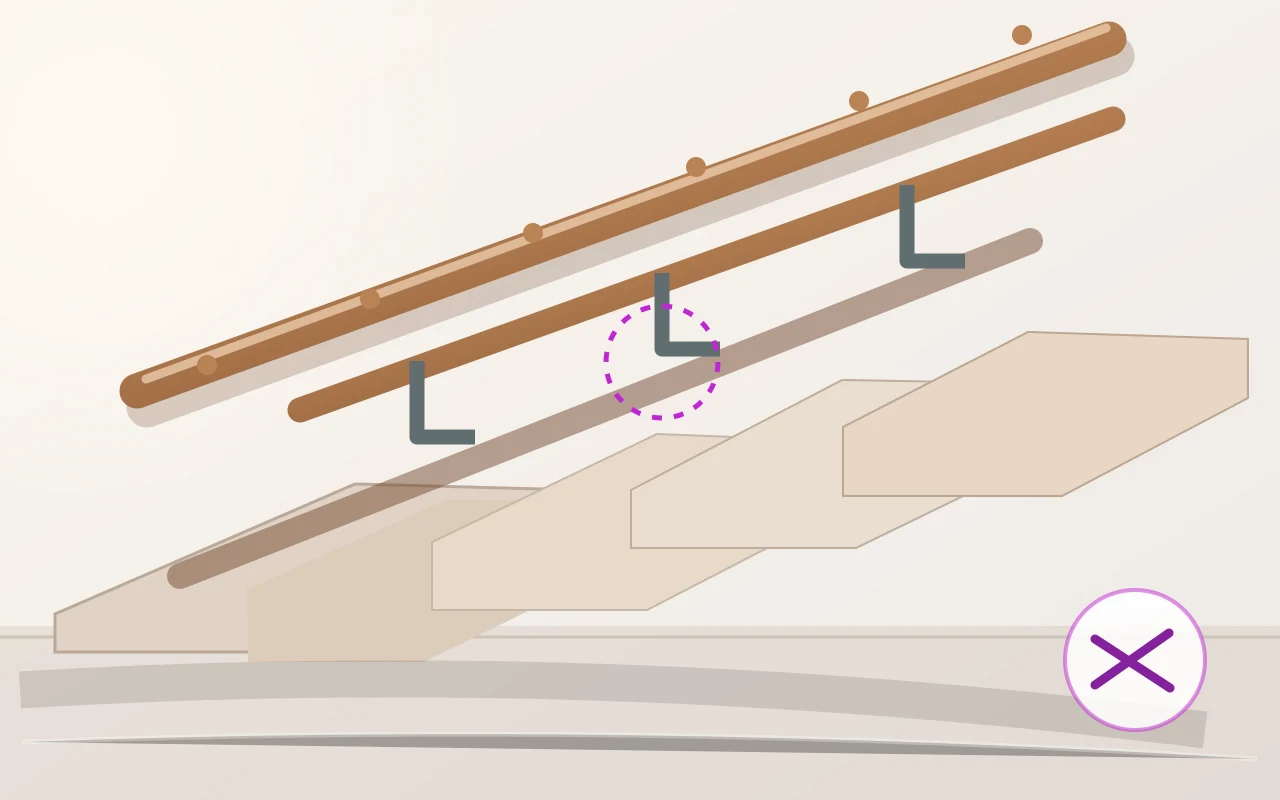 Handrail bracket fixing for banister bracket repair on a secure UK indoor staircase