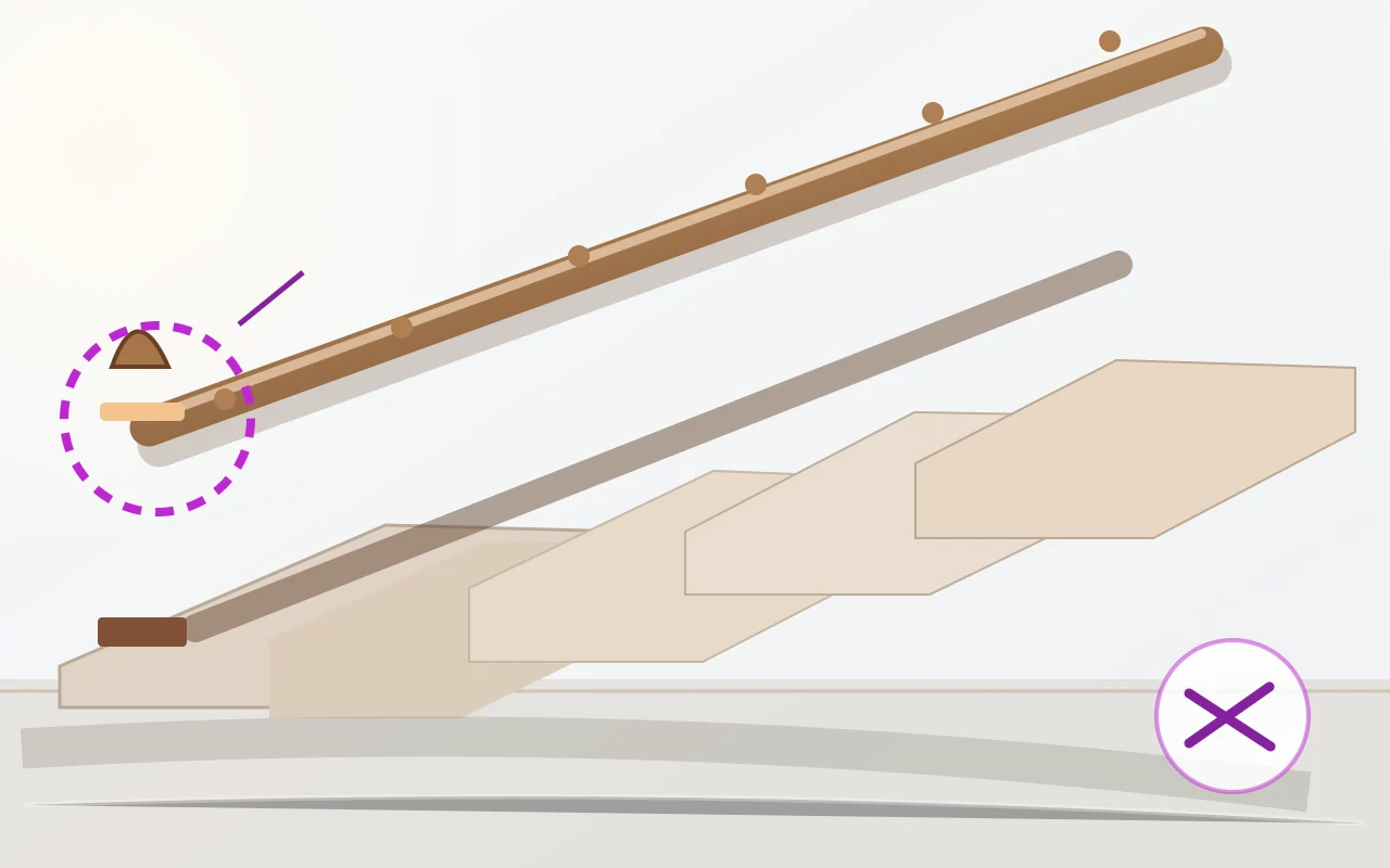 Handrail and post joint for banister joint repair on a secure UK indoor staircase