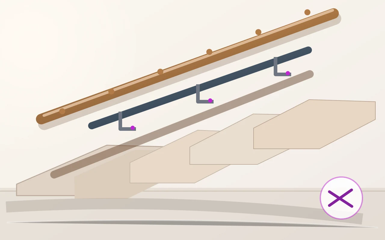 Supported wall handrail for handrail repair on a secure UK indoor staircase